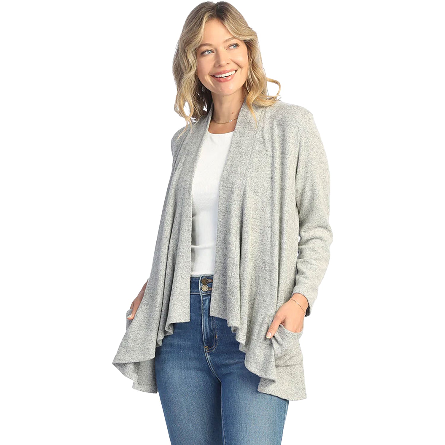 Womens Jess & jane Jess & Jane Draped Cardigan Women's Outerwear Heathered Grey Heathered Grey