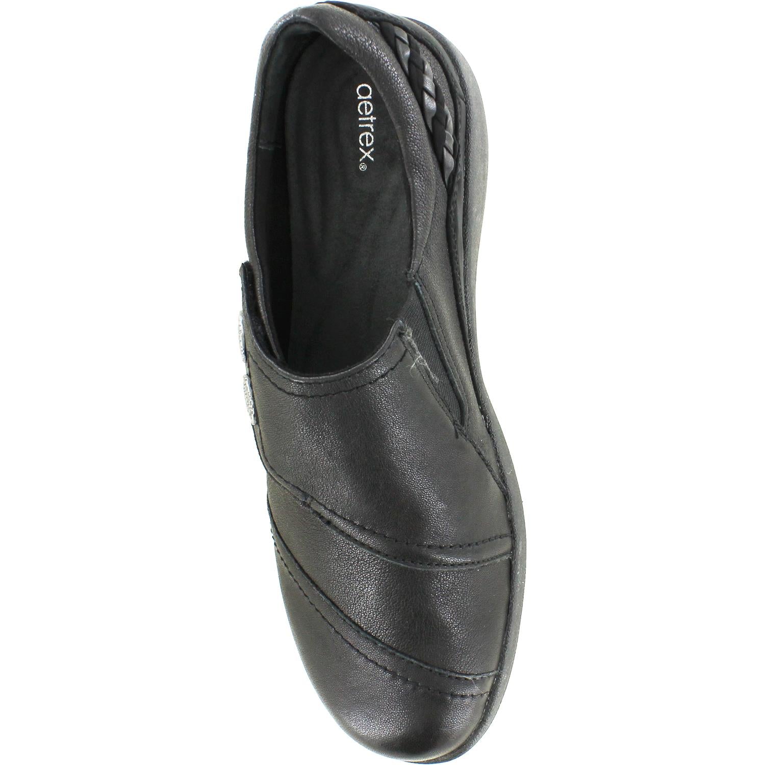 Womens Aetrex Aetrex Karina Women's Slip On Shoes Black Leather Black Leather