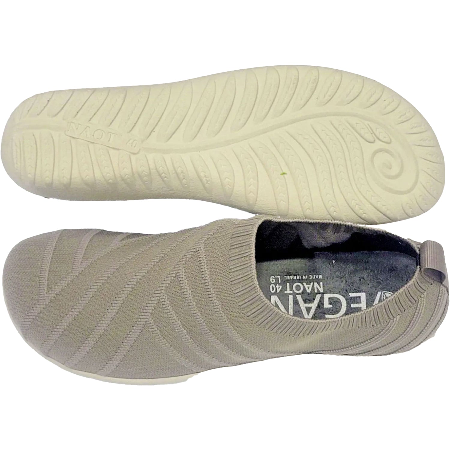 Womens Naot Naot Okahu Women's Slip On Shoes Women's Naot Okahu Taupe Knit Fabric Women's Naot Okahu Taupe Knit Fabric