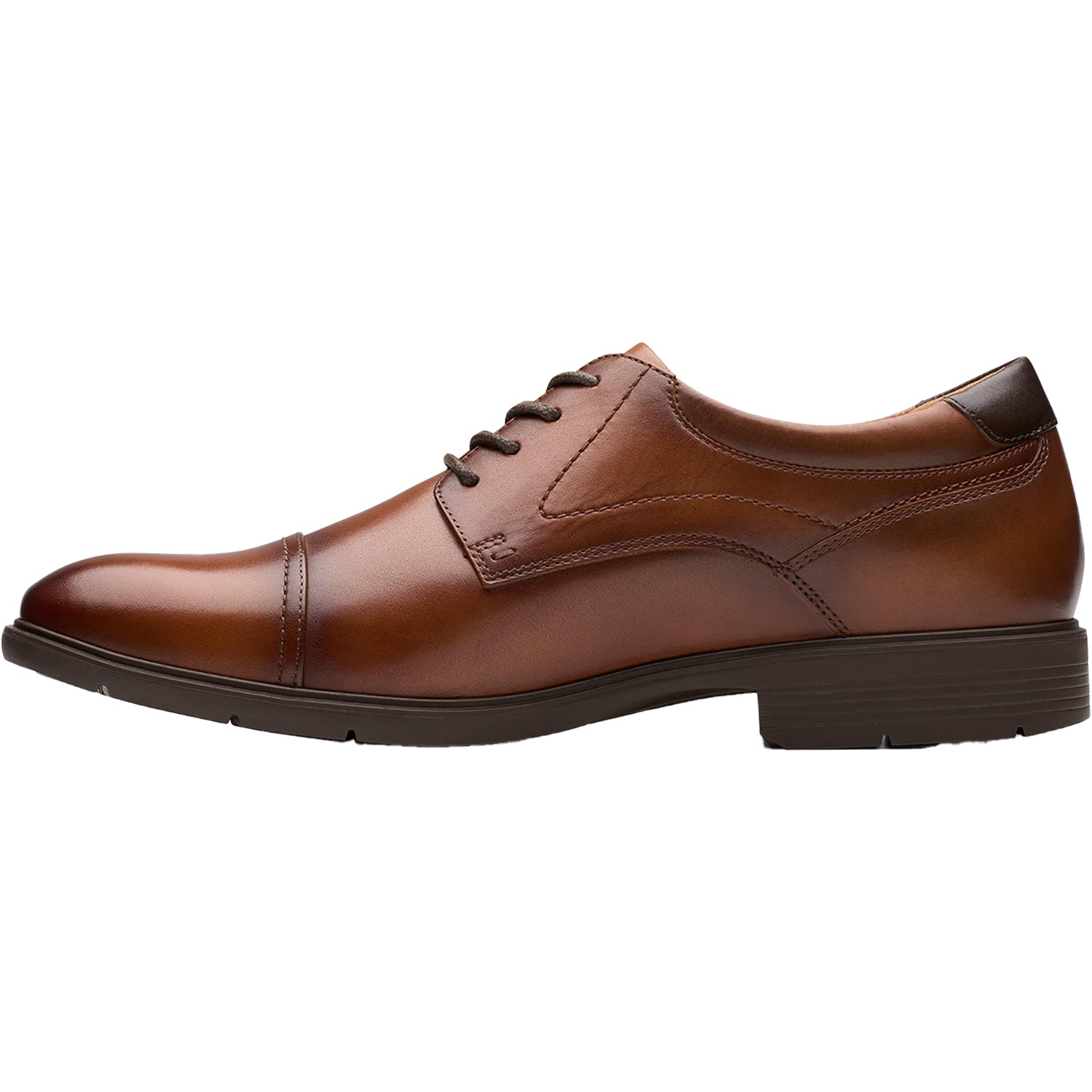 Mens Clarks Clarks Eldredge Cap Men's Dress Shoes Dark Tan Leather Dark Tan Leather