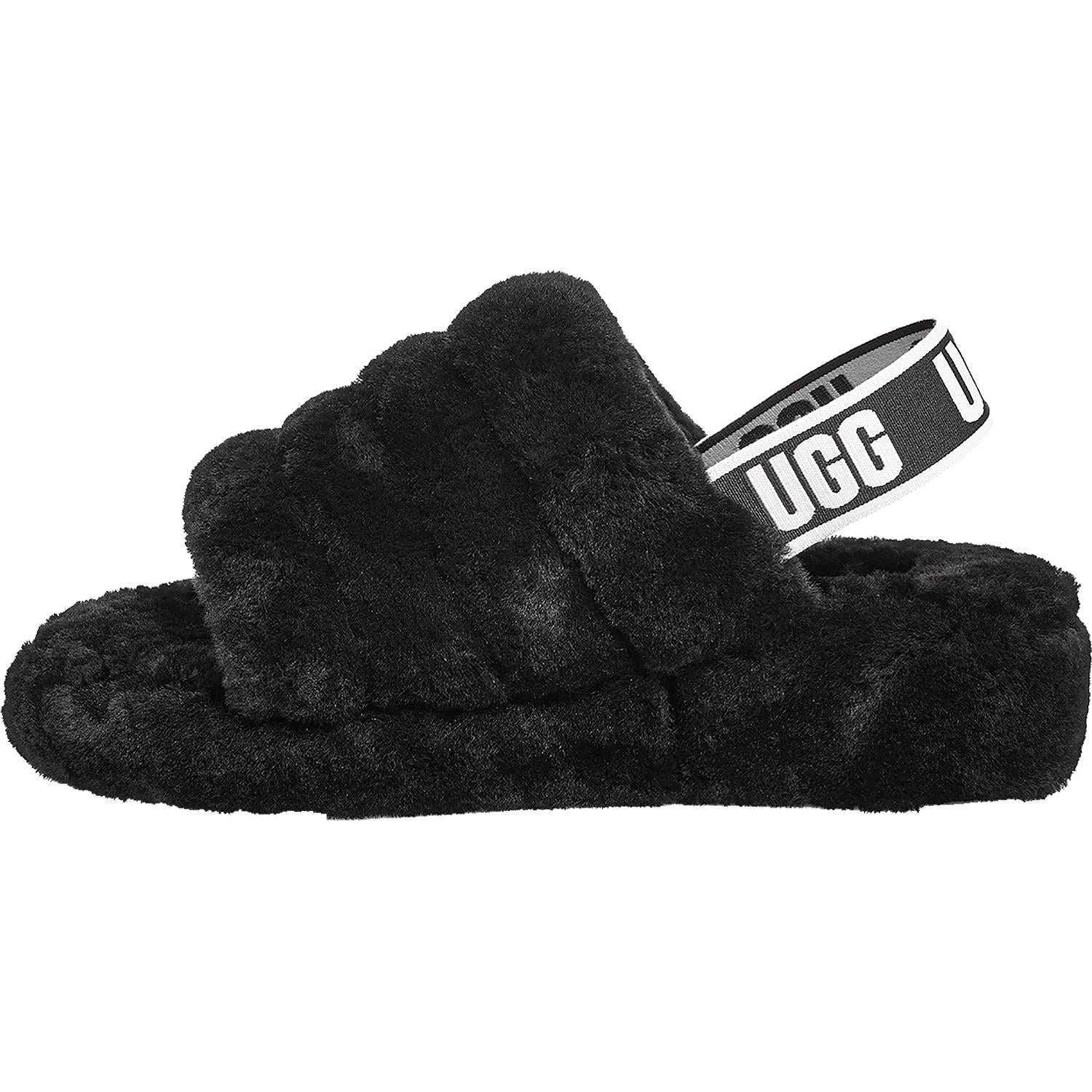 Womens Ugg Women's UGG Fluff Yeah Slide Black Sheepskin Black Sheepskin