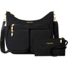 Womens Baggallini Baggallini Modern Everywhere Hobo Black/Gold Nylon Black/Gold Nylon