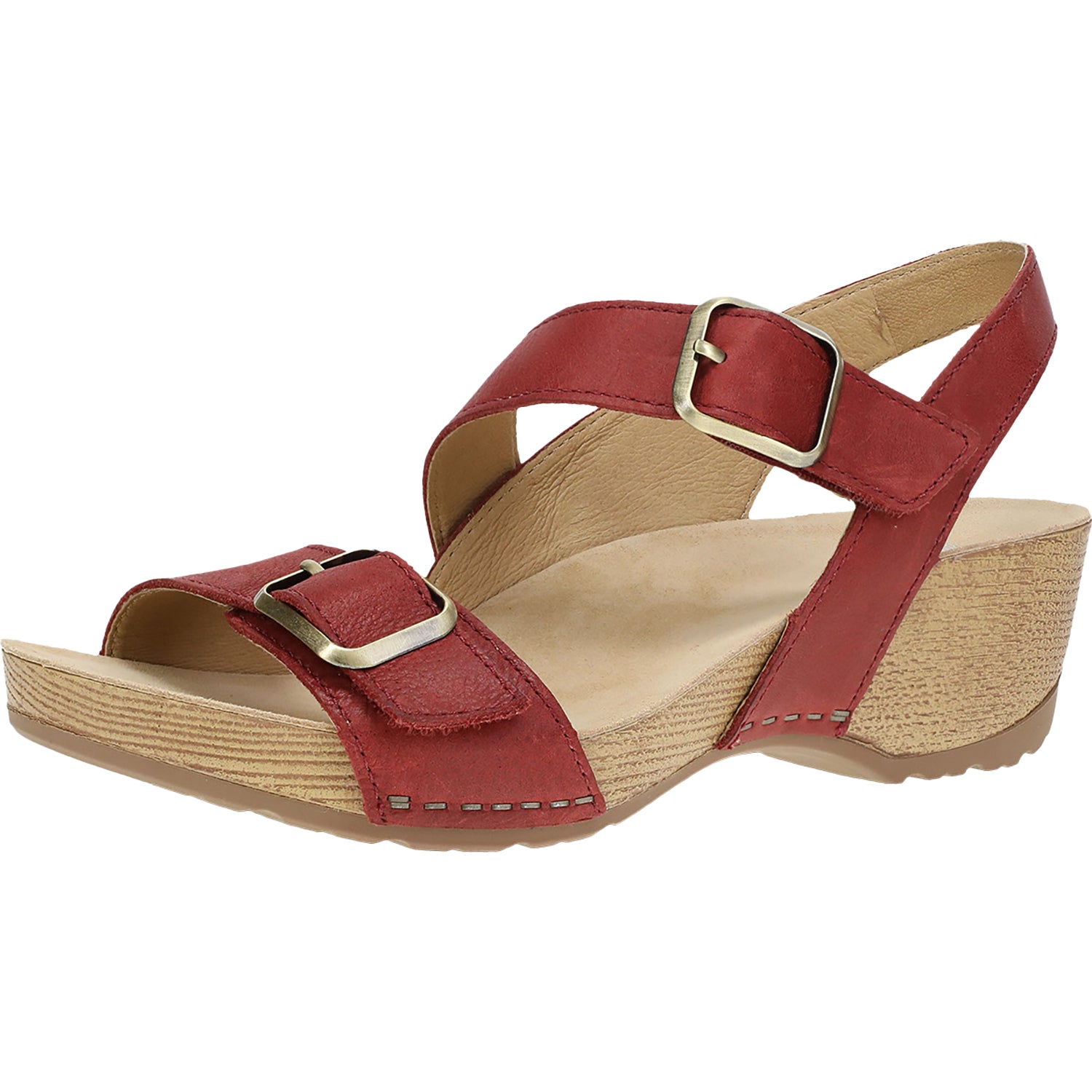 Womens Dansko Dansko Trinity Women's Wedge Sandals Cayenne Burnished Nubuck Cayenne Burnished Nubuck