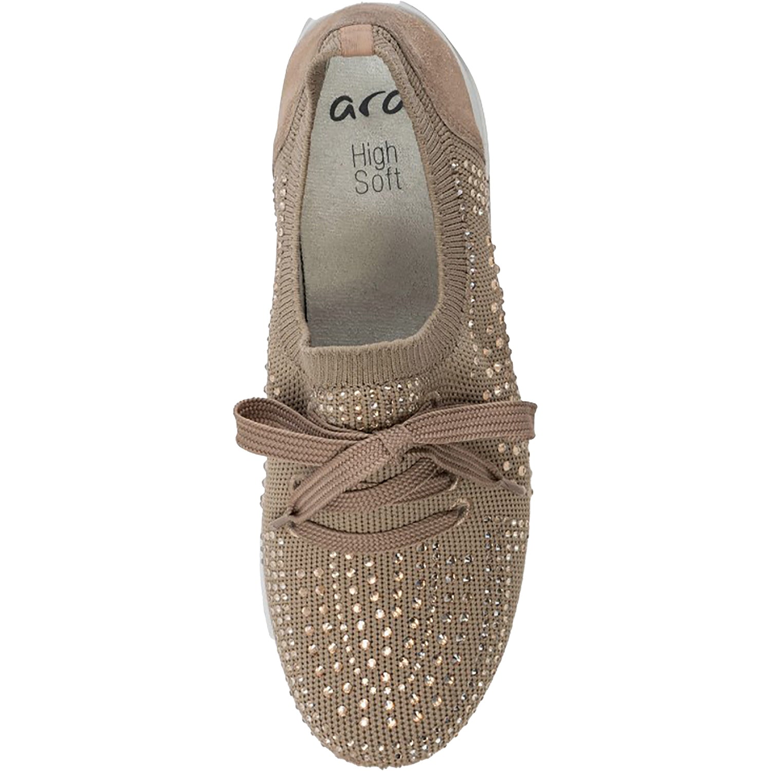 Womens Ara shoes Ara Lisbon Lace Wovenstretch With Sparkle Women's Athletic Athleisure Shoes Lace Up Shoes Sand Sand