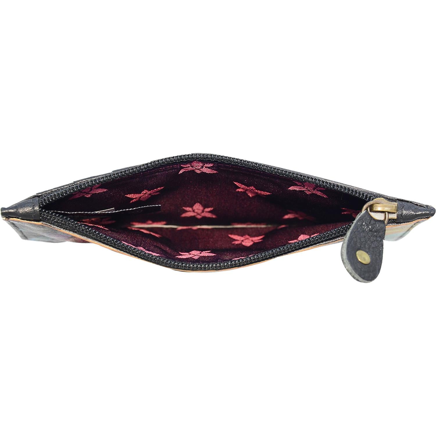 Womens Anuschka Anuschka RFID Blocking Card Case with Coin Pouch Vintage Bouquet Leather Vintage Bouquet Leather