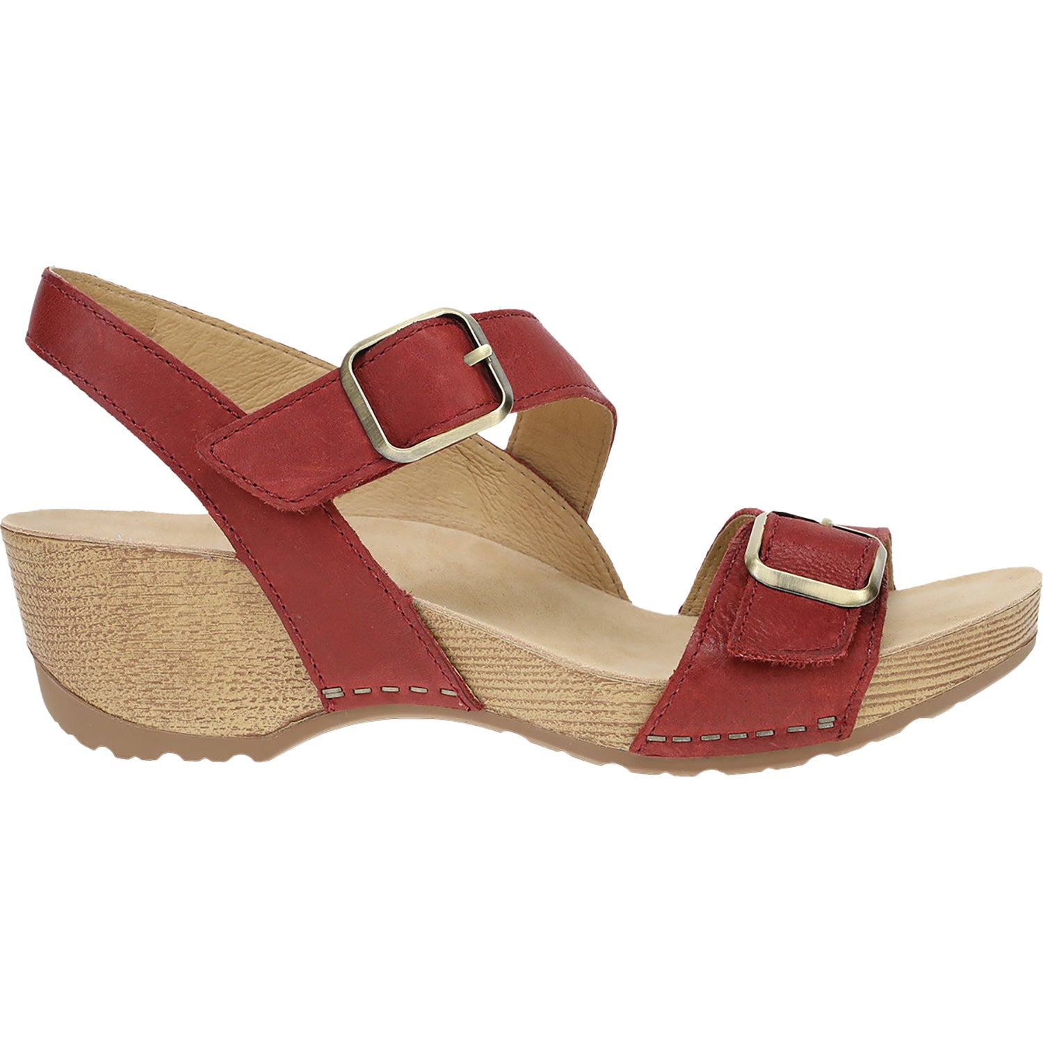 Womens Dansko Dansko Trinity Women's Wedge Sandals Cayenne Burnished Nubuck Cayenne Burnished Nubuck