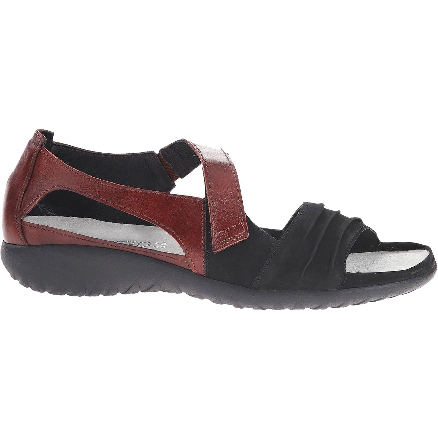 Womens Naot Naot Papaki Women's Sandals Black Velvet Nubuck/Cinnamon Leather Black Velvet Nubuck/Cinnamon Leather