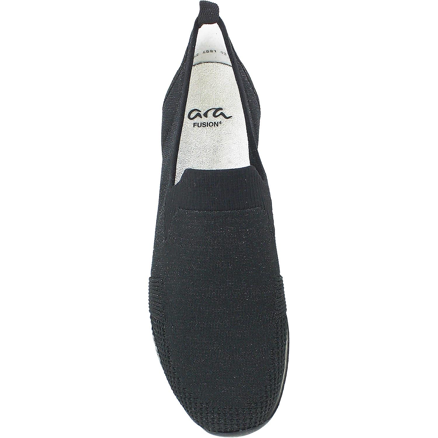 Womens Ara shoes Ara Leena Women's Slip On Sneakers Black Woven Fabric Black Woven Fabric