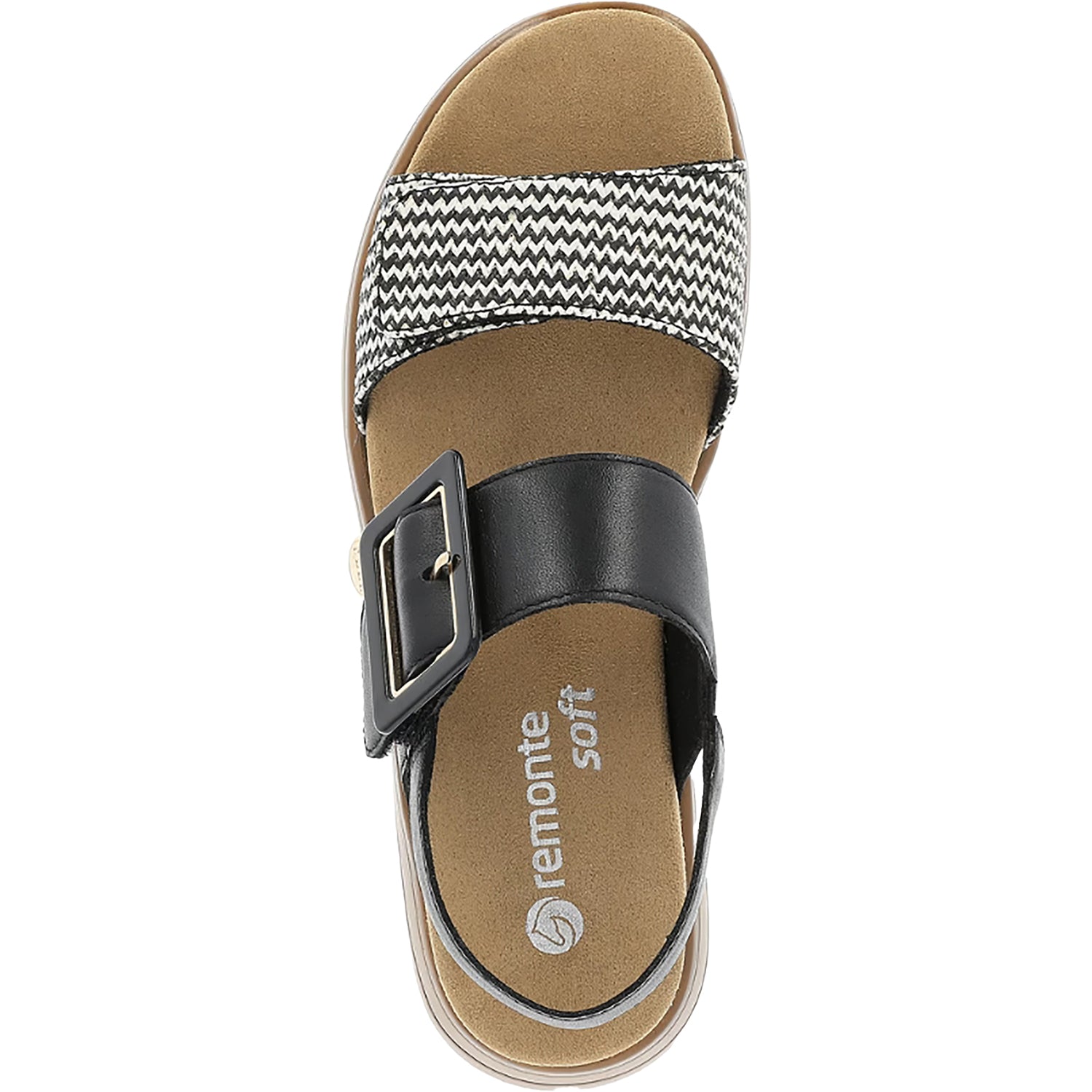 Womens Remonte Remonte D1J53-02 Women's Sandals Schwarz/Cream/Schwarz Leather Schwarz/Cream/Schwarz Leather