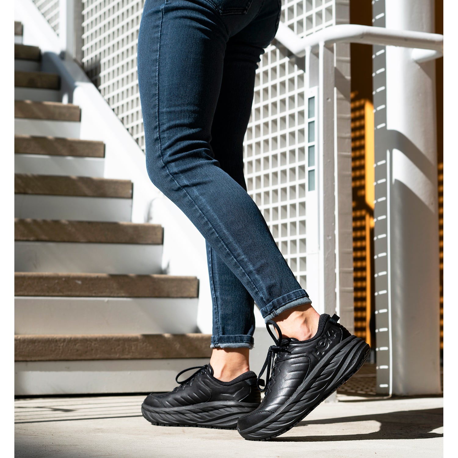 Womens Hoka one one Women's Hoka Bondi SR White Leather (Neutral Support) White Leather