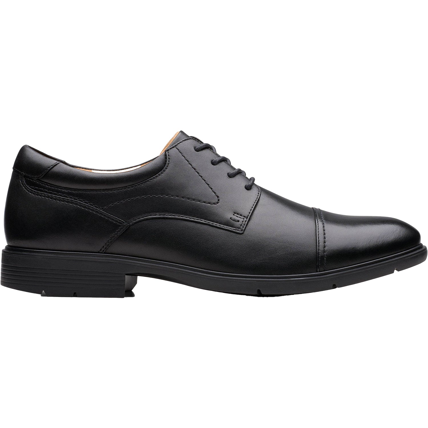 clarks mens dress shoes black Clarks Eldredge Cap - Black Leather
