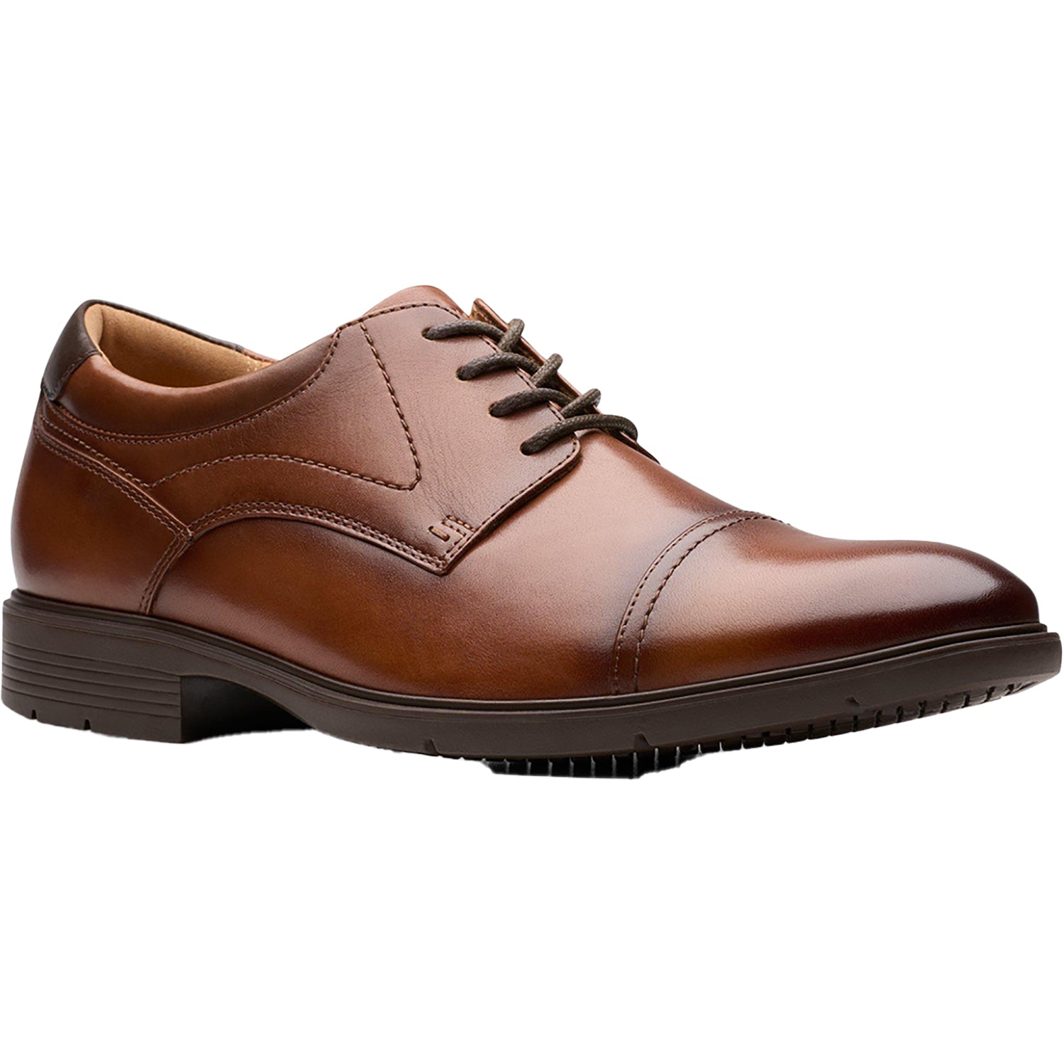 Clarks Men's Eldredge Cap Oxford, Dark Tan Leather, 8.5