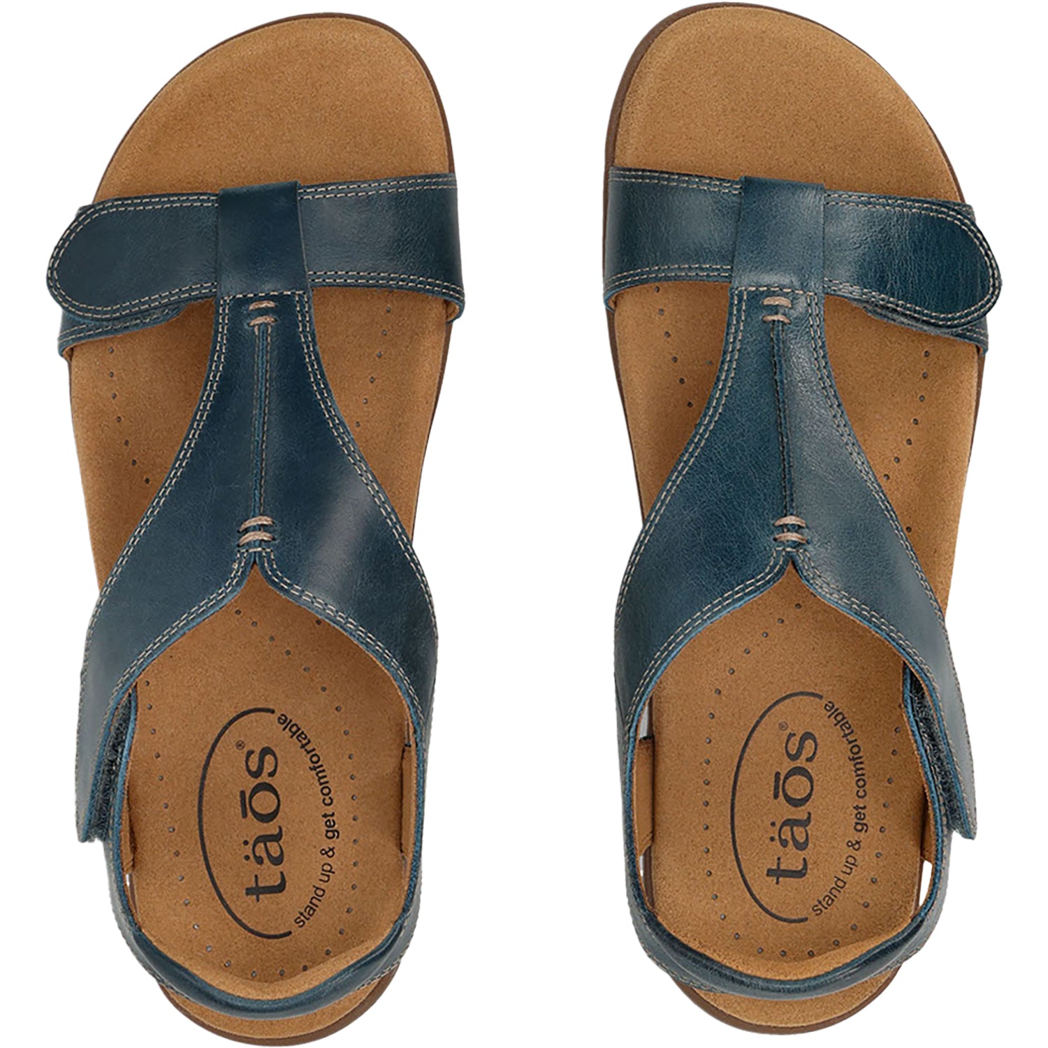 Womens Taos Taos The Show Women's Sandals Petrol Blue Leather Petrol Blue Leather