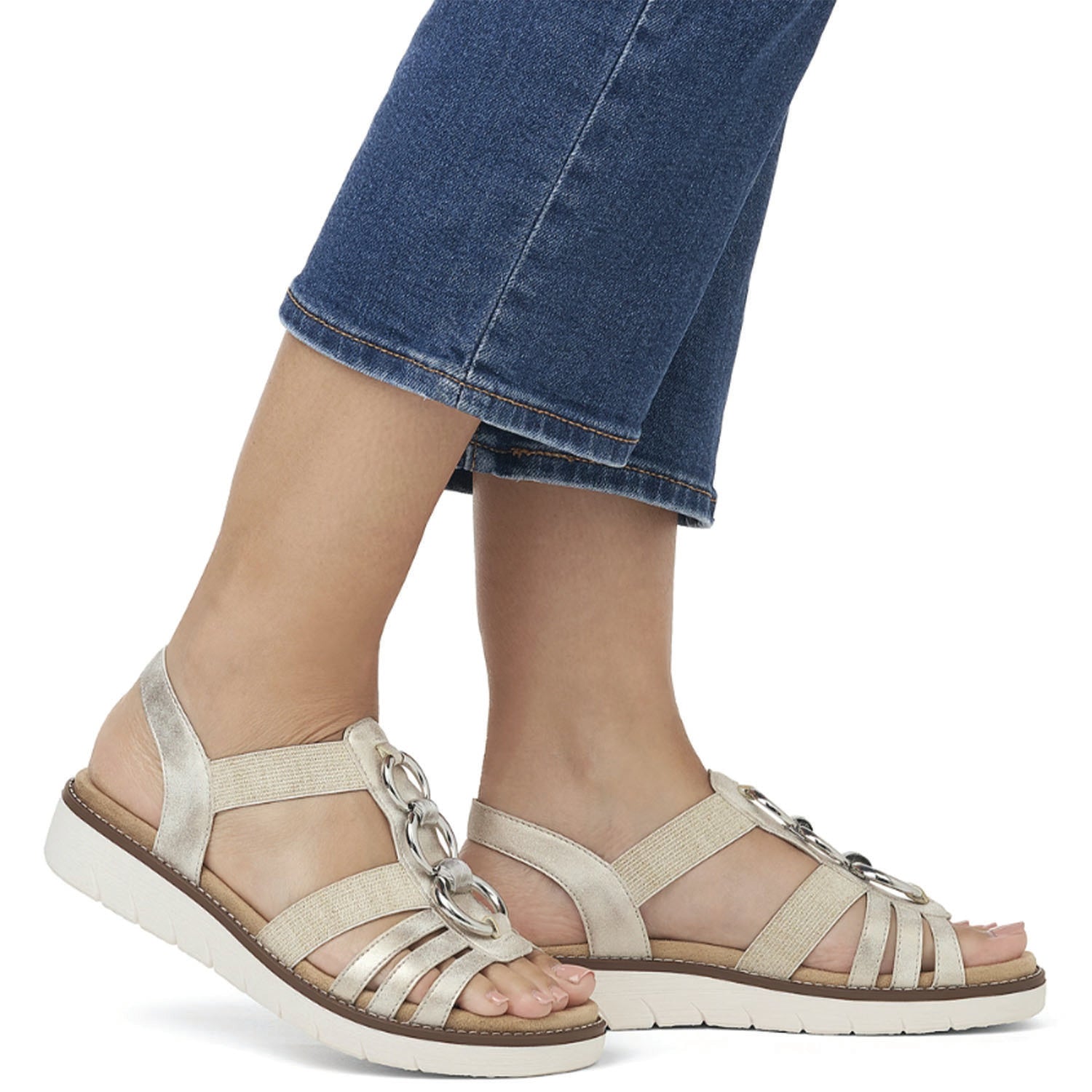 Womens Remonte Remonte D20743-60 Women's Sandals Mushce/Beige Gold Synthetic Mushce/Beige Gold Synthetic
