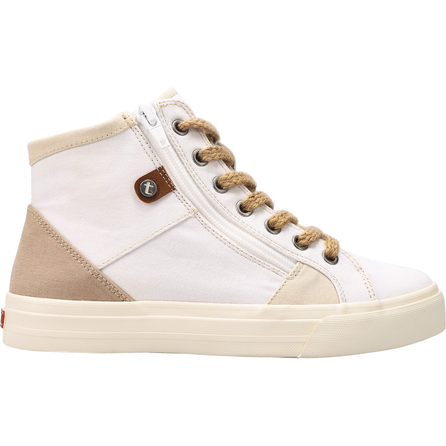 Womens Taos Taos Top Soul Women's High Top Sneakers White/Ecru Distressed Canvas White/Ecru Distressed Canvas