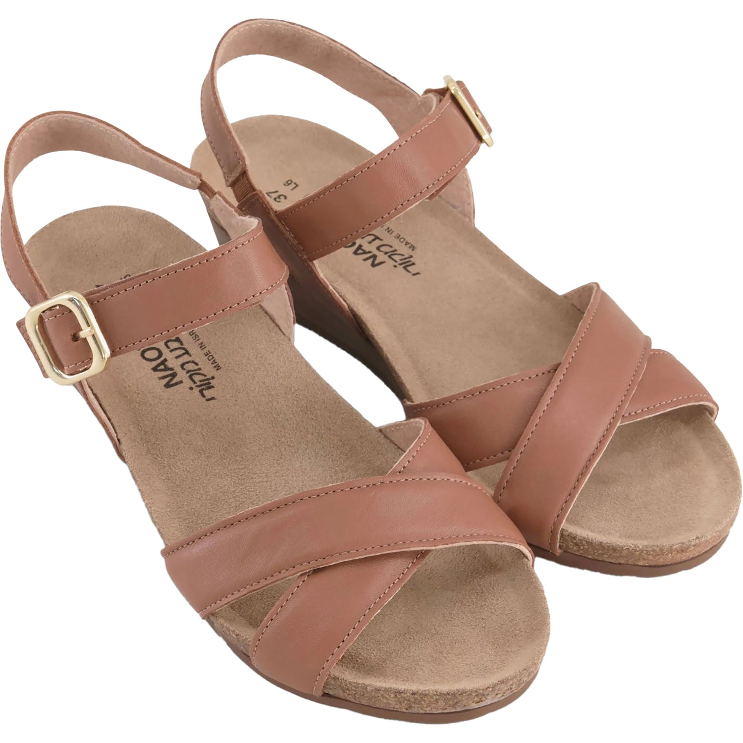 Womens Naot Naot Throne Women's Wedge Sandals Caramel Leather Caramel Leather