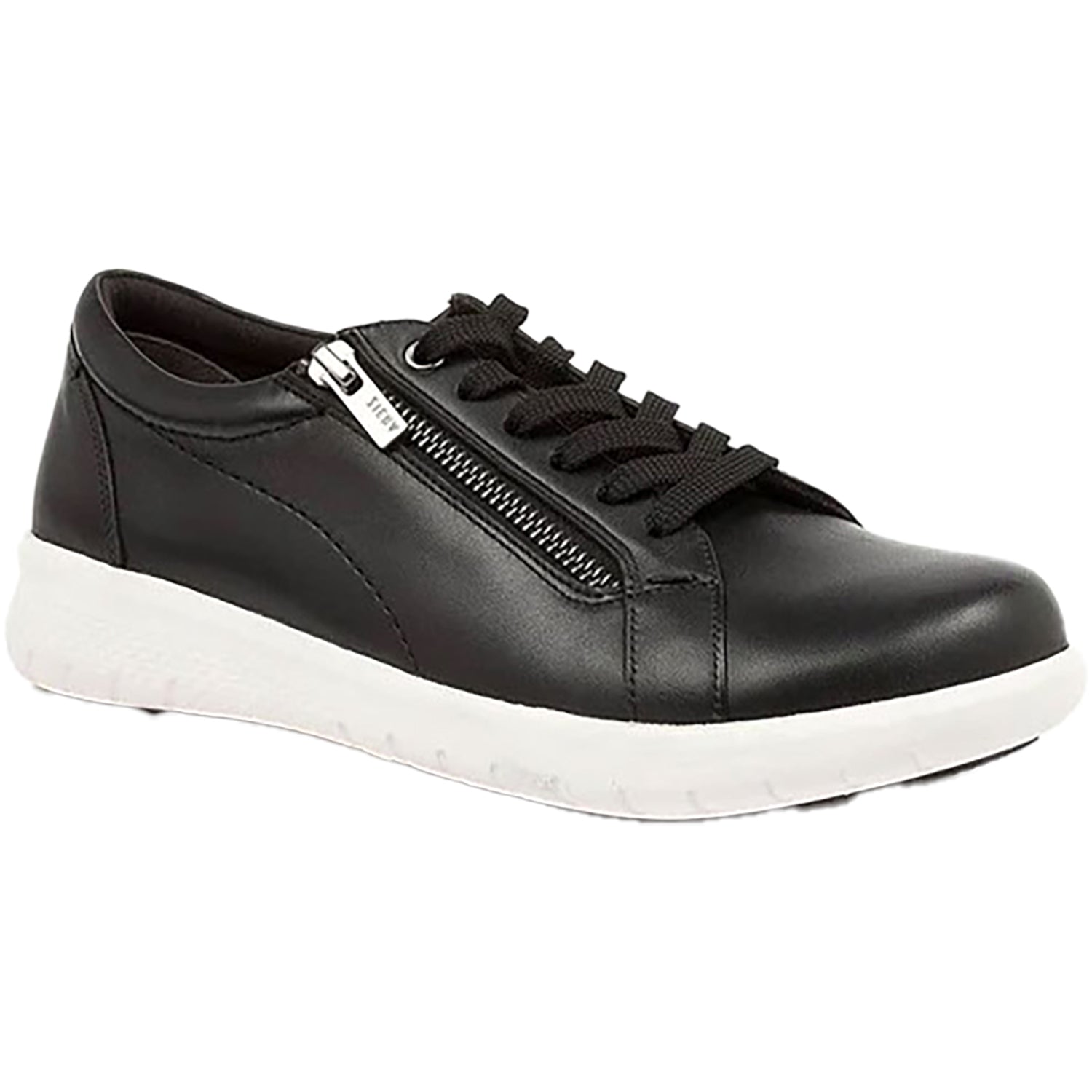Womens Ziera Ziera Solar with White Sole Women's Sneakers Black With White Sole Leather Black With White Sole Leather