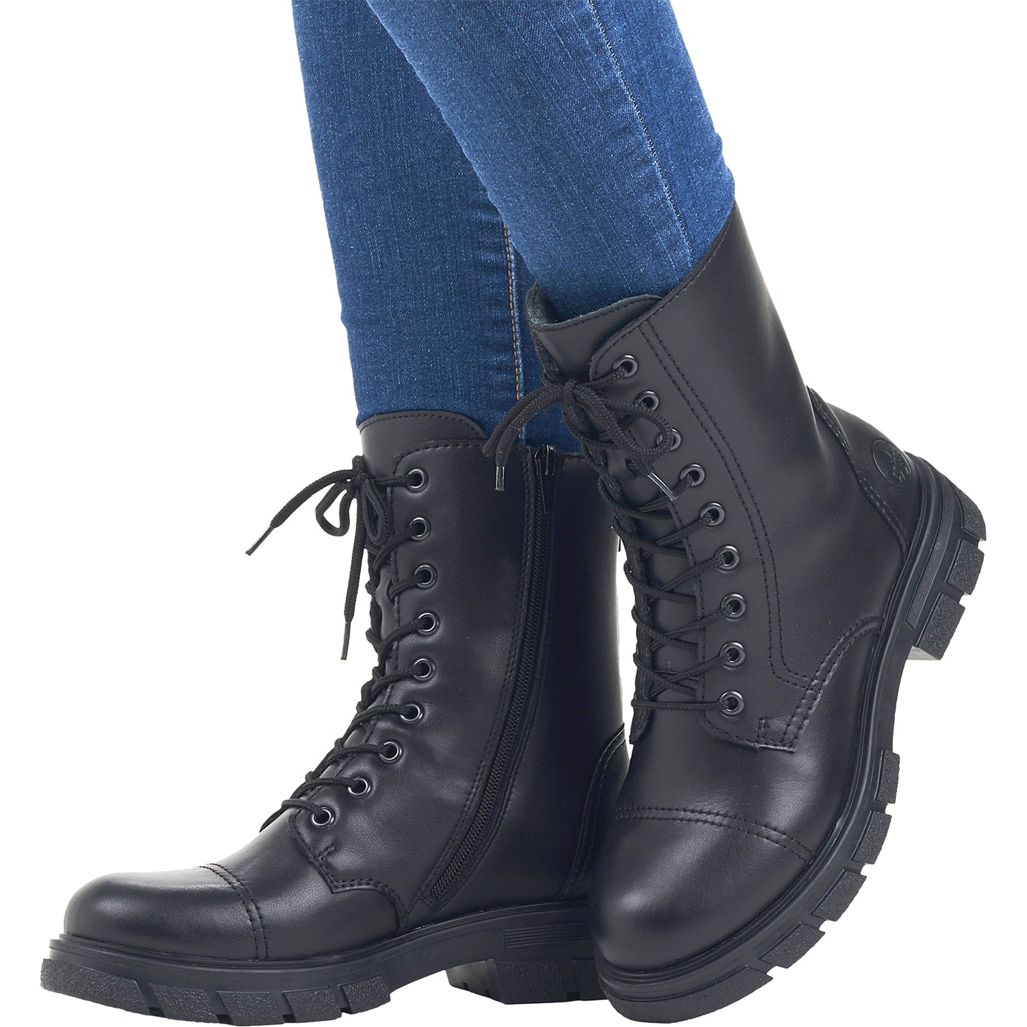Rieker Z9107-00 Tora 07 Women's Combat Boots Black Leather
