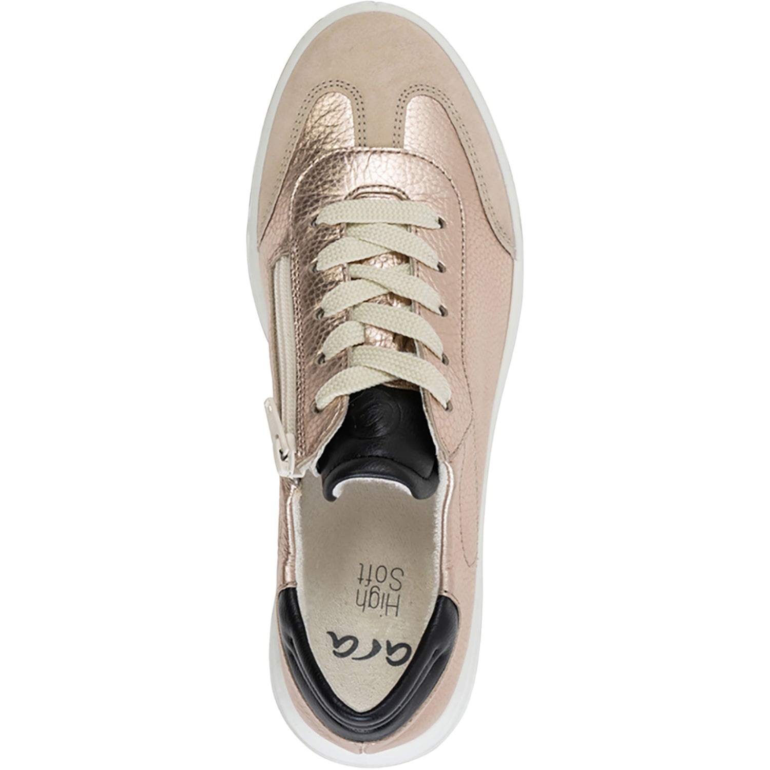 Womens Ara shoes Ara Rhodes Women's Sporty Lace Up Shoes Sand Metallic Leather/Shell Suede Sand Metallic Leather/Shell Suede