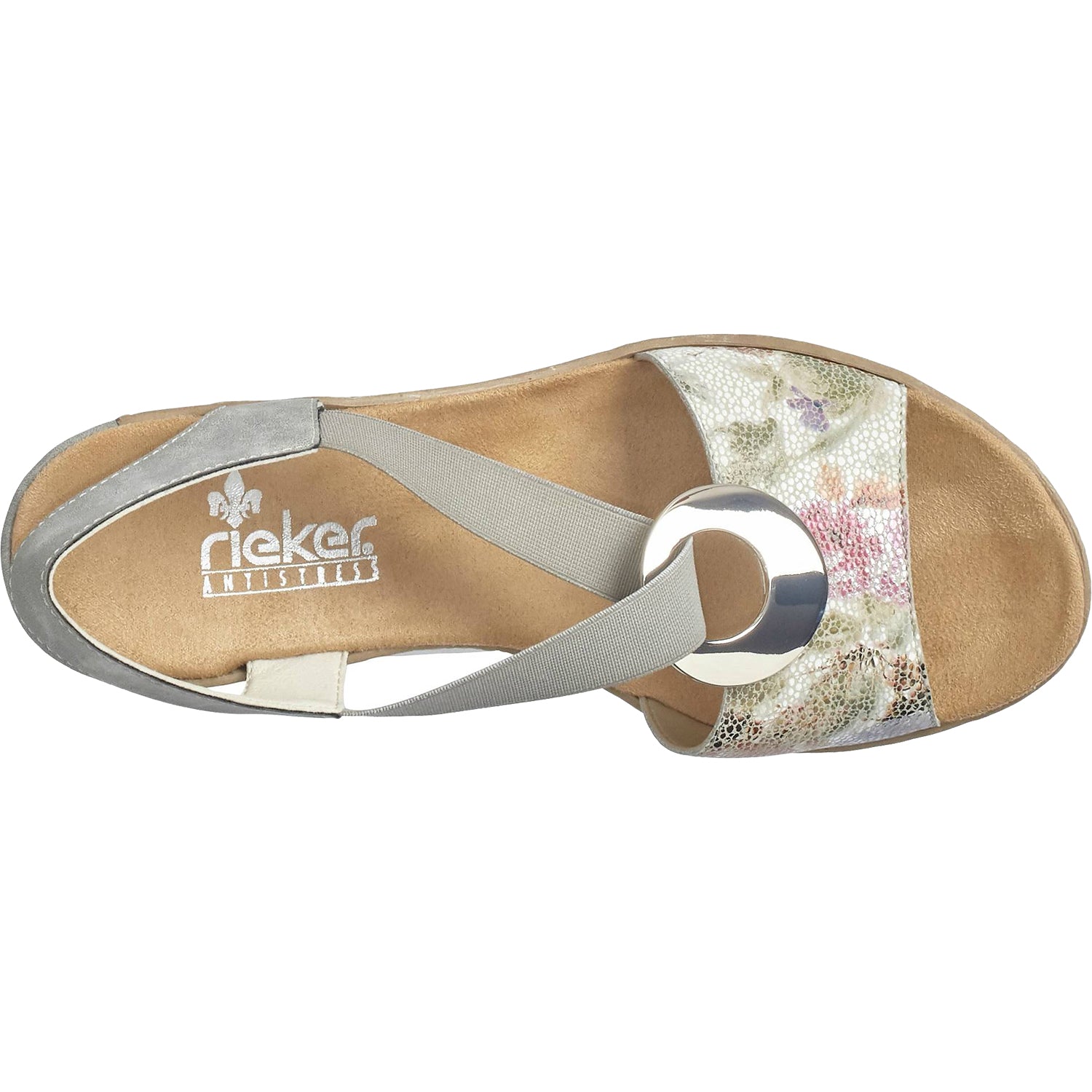 Womens Rieker Rieker 624H6-90 Fanni H6 Women's Sandals White Multi/Cement Mosaic Synthetic White Multi/Cement Mosaic Synthetic