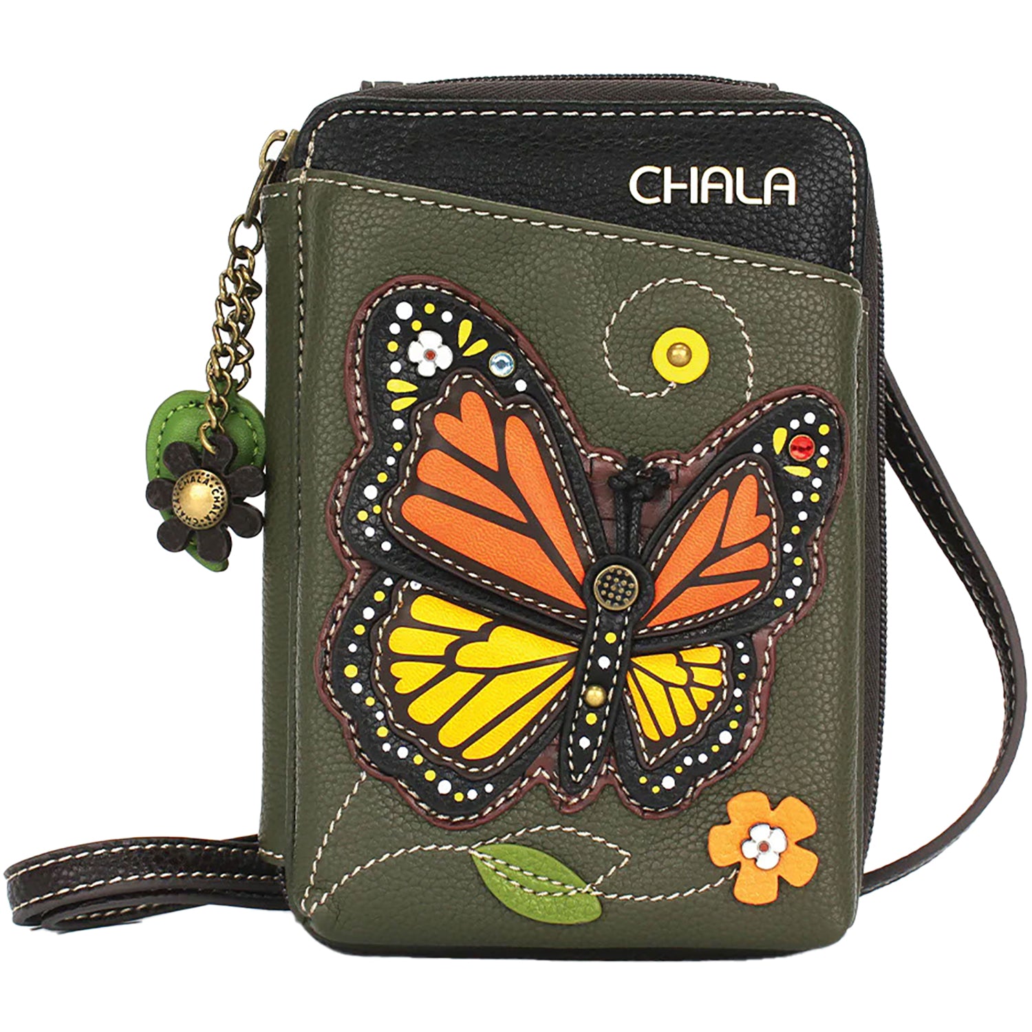 Unisex Chala Chala Monarch Butterfly Wallet Crossbody Handbag Wallet Olive Synthetic Olive Synthetic