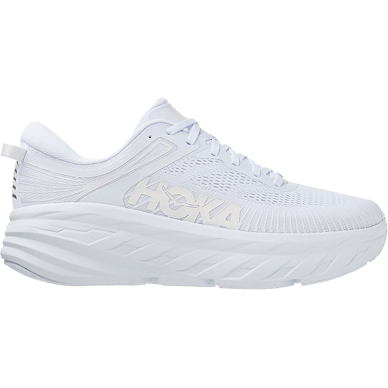 Womens Hoka one one Women's Hoka Bondi 7 White/White Mesh (Neutral Support) White/White Mesh