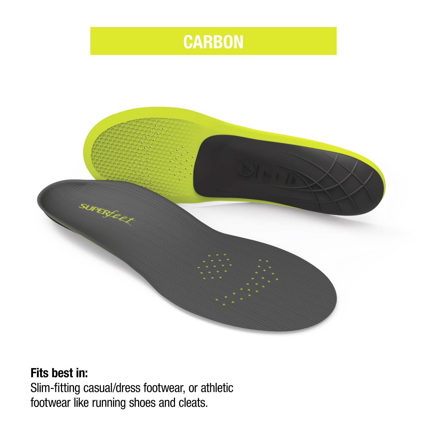 Unisex Superfeet Superfeet Run Support Low Arch Carbon Insoles Unisex Insoles Grey Grey