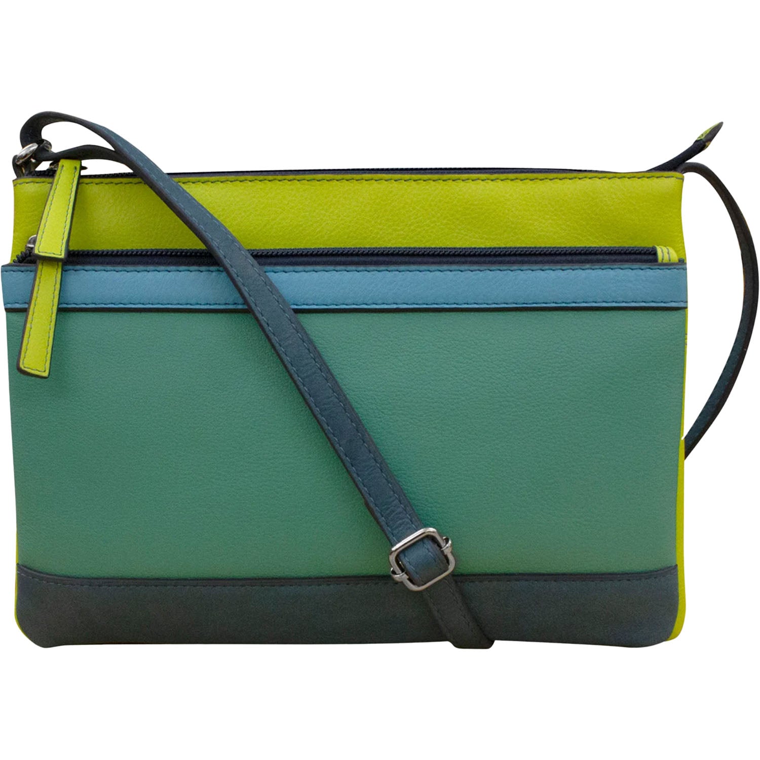 Womens Ili new york ili New York Double Zip Crossbody Serenity Multi Leather Serenity Multi Leather