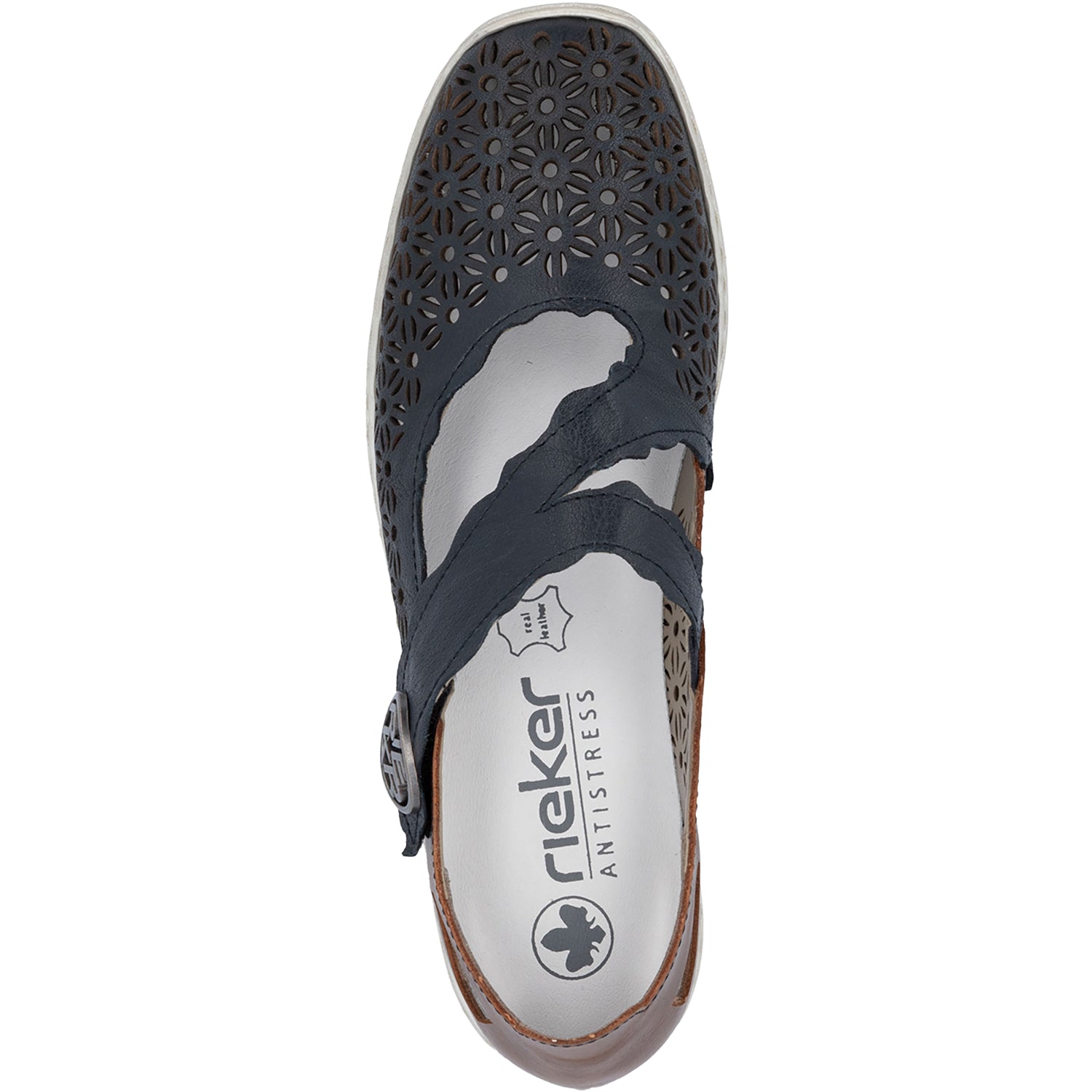 Womens Rieker Rieker 413G4-14 Women's Mary Janes Traditional Pazifik/Mogano Leather Pazifik/Mogano Leather