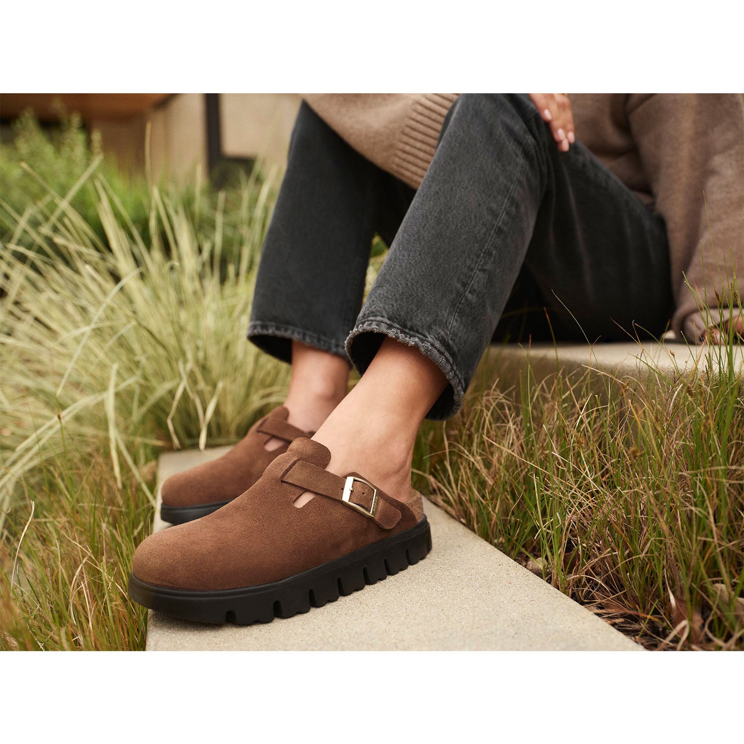Women's Birkenstock Boston Chunky Dark Tea Suede – Footwear etc.