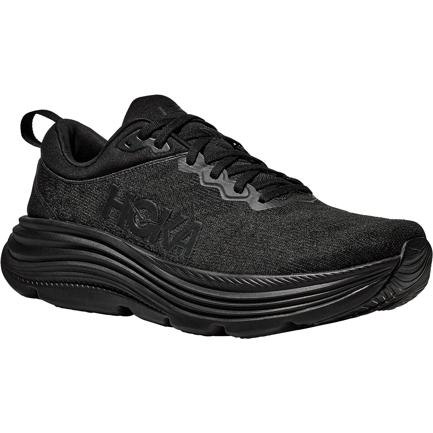 Mens Hoka one one Men's Hoka Gaviota 5 Black/Black Mesh (Stability Support) Black/Black Mesh