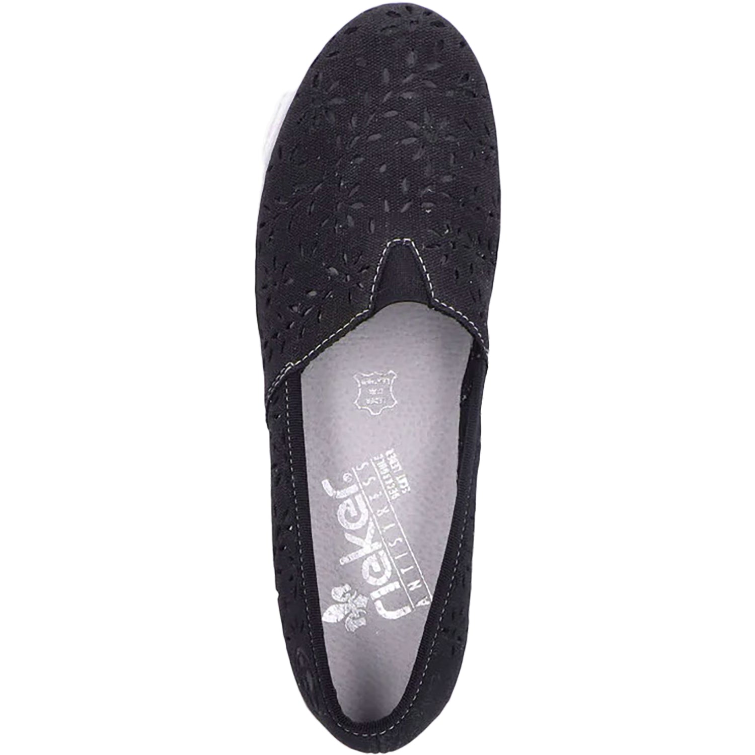 Womens Rieker Rieker N0955-00 Edna 55 Women's Slip Ons Black Synthetic Black Synthetic