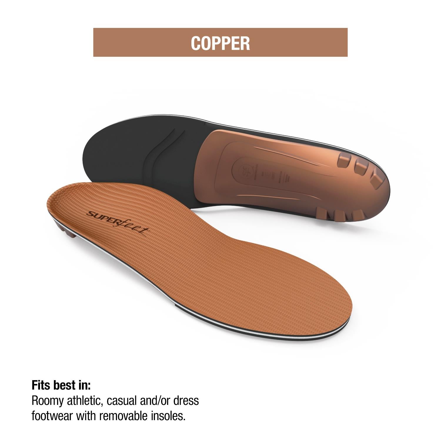 Unisex Superfeet Unisex Superfeet All-Purpose Memory Foam Support Copper Insoles Copper