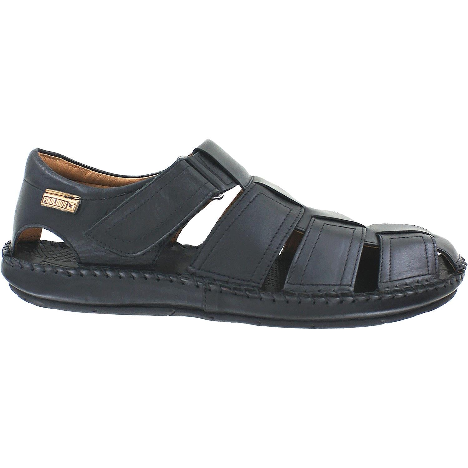 Mens Pikolinos Pikolinos Tarifa Fisherman Sandal 06J-5433 Men's Fisherman Sandals Black Leather Black Leather