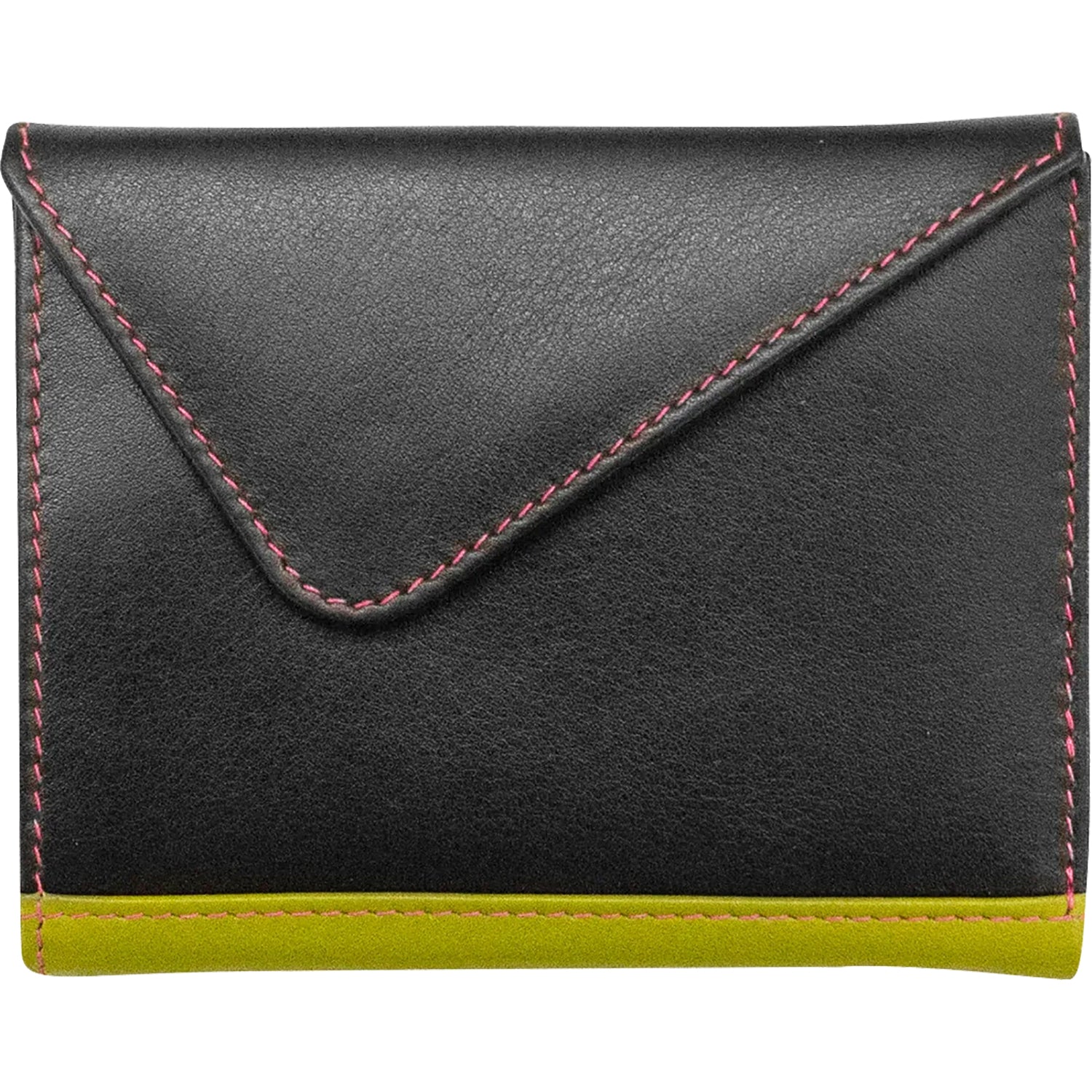 Womens Ili new york ili New York Mini Snap Tri-fold Wallet  Black Brights Leather Black Brights Leather