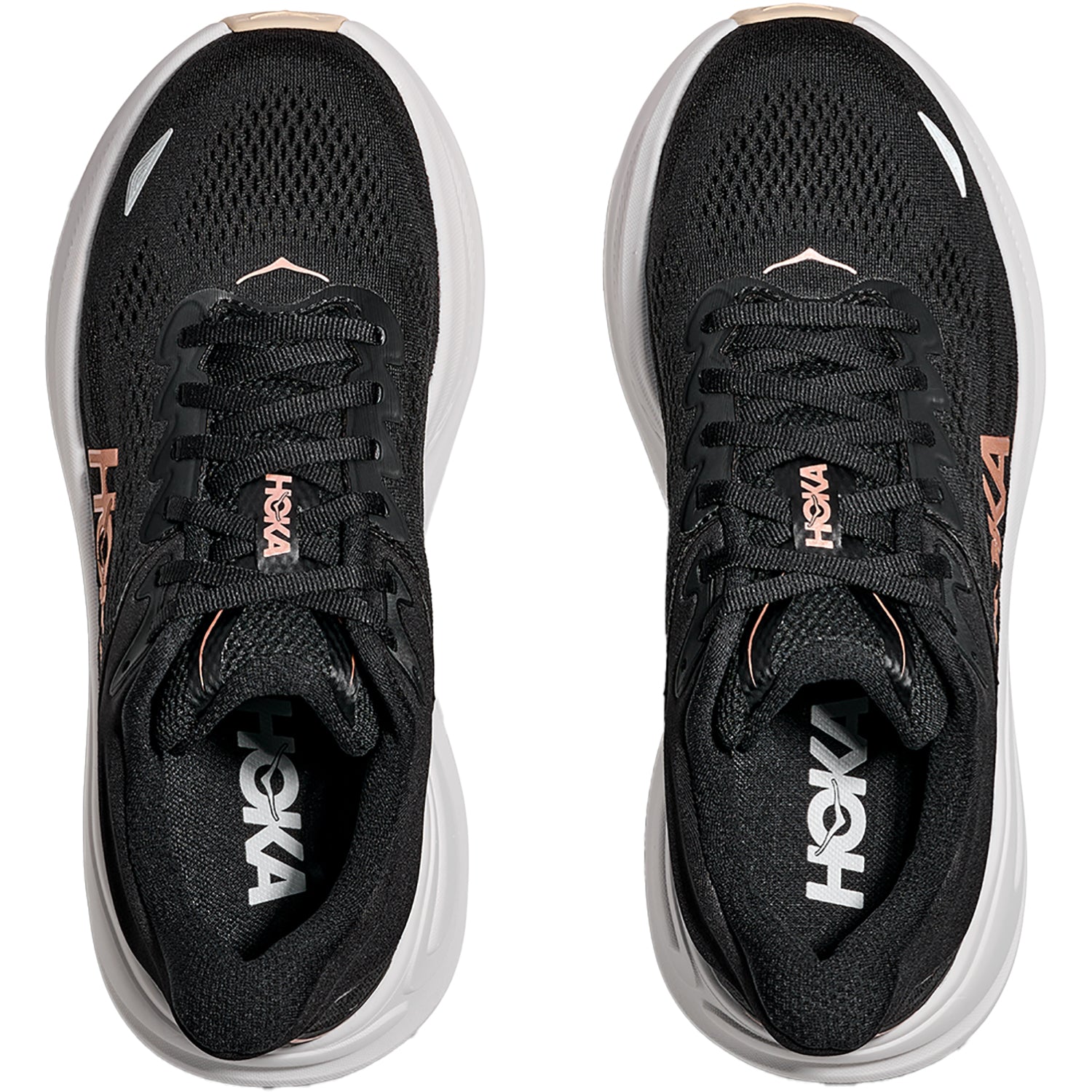 Womens Hoka one one Women's Hoka Bondi 9  Black/Rose Gold (Neutral Support) Black/Rose Gold