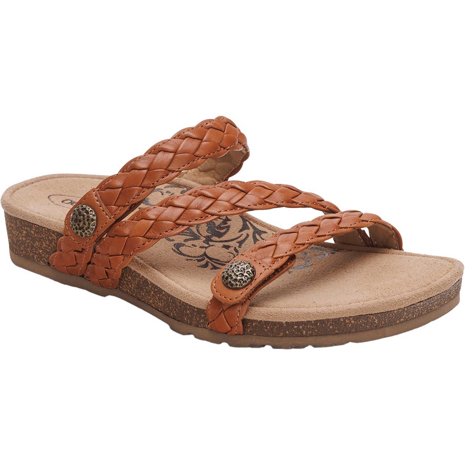 Womens Aetrex Aetrex Josie Braided Women's Slide Sandals Ginger Ginger