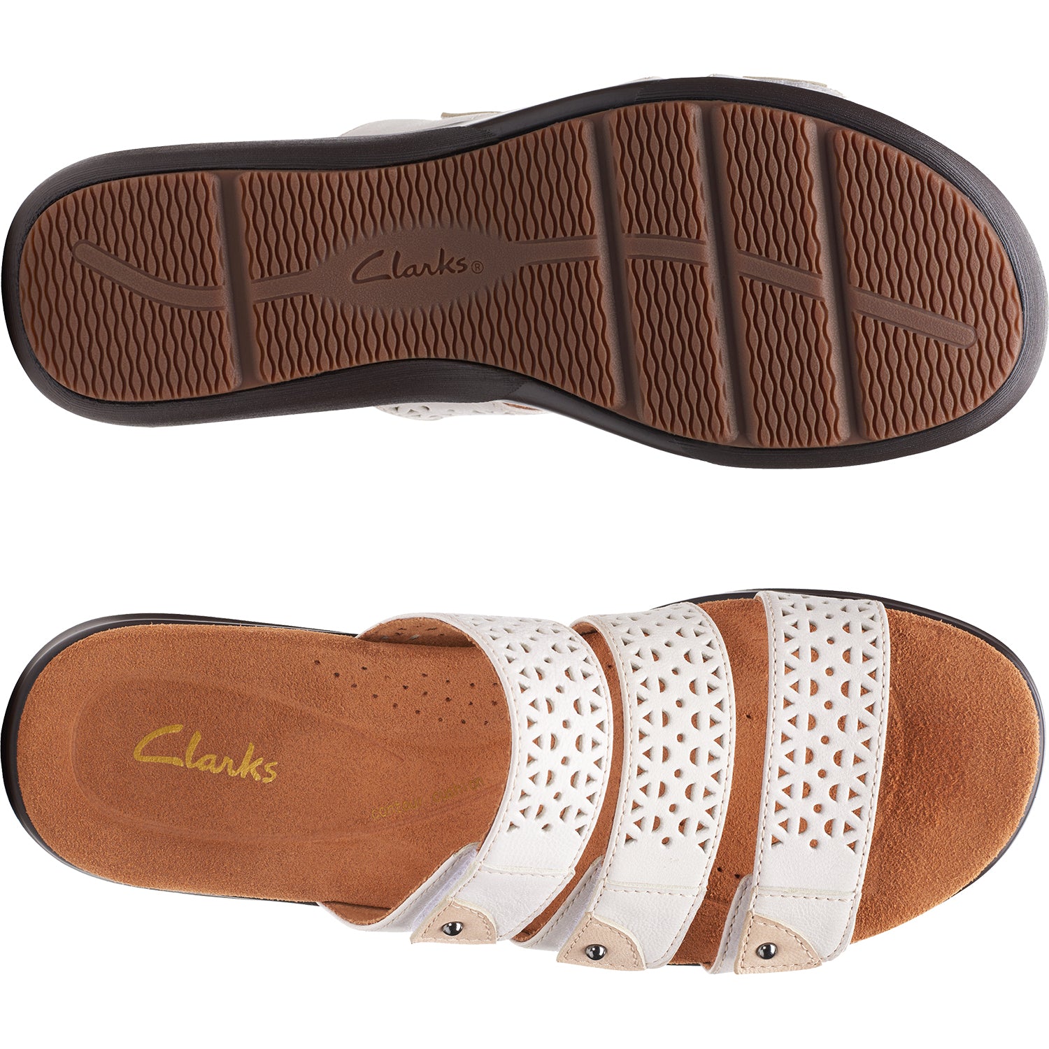 Womens Clarks Clarks Kitly Walk Women's Slide Sandals White Leather White Leather