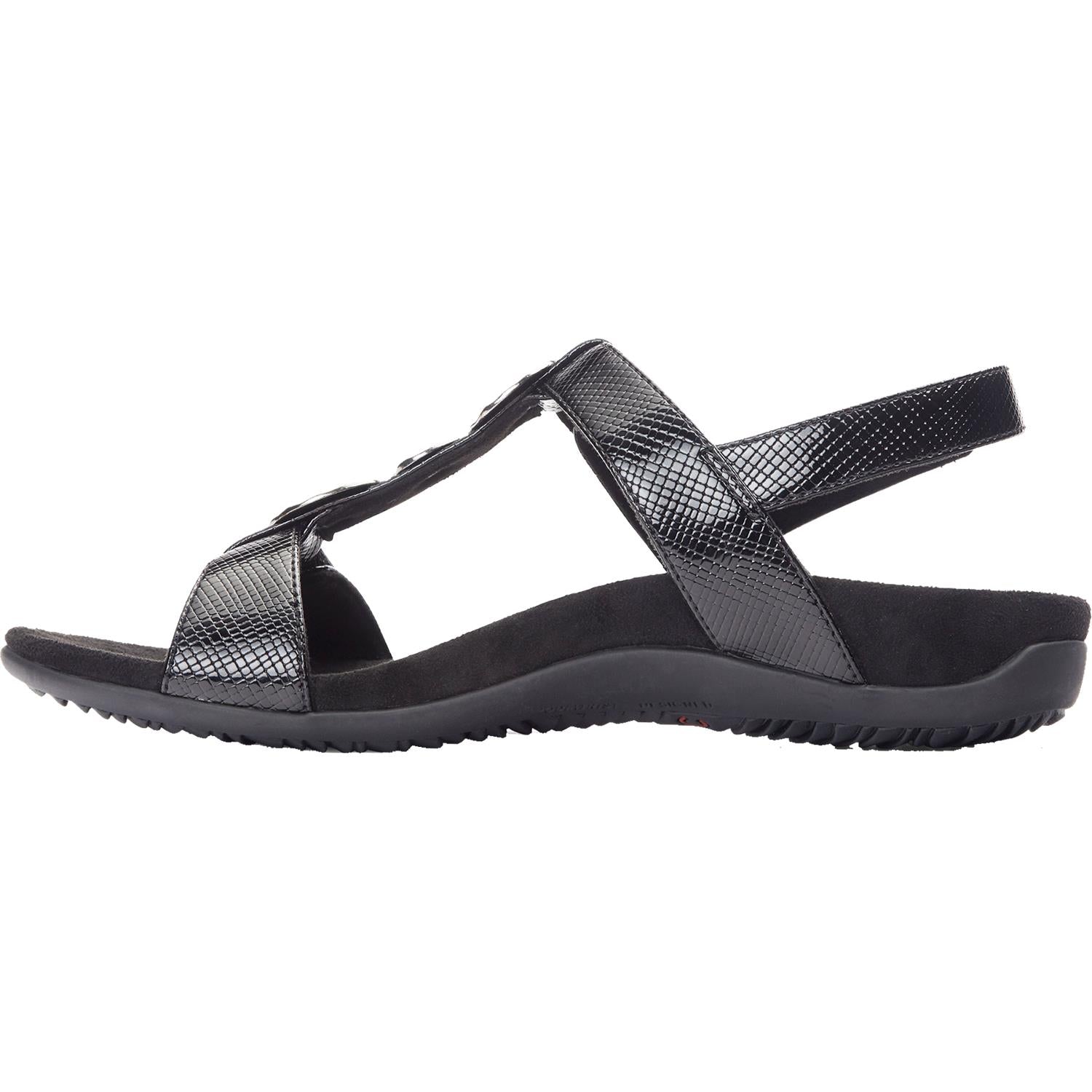 Womens Vionic Vionic Farra Lizard Women's Backstrap Sandals Black Faux Leather Black Faux Leather