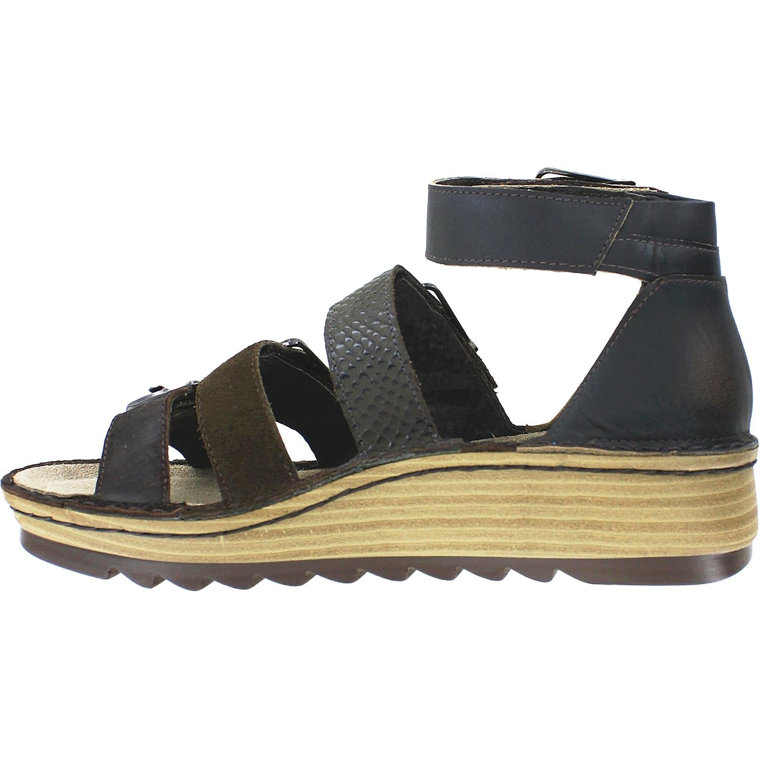 Womens Naot Naot Begonia Women's Mine/Hash/Brown/Volcanic Leather/Suede Mine/Hash/Brown/Volcanic Leather/Suede