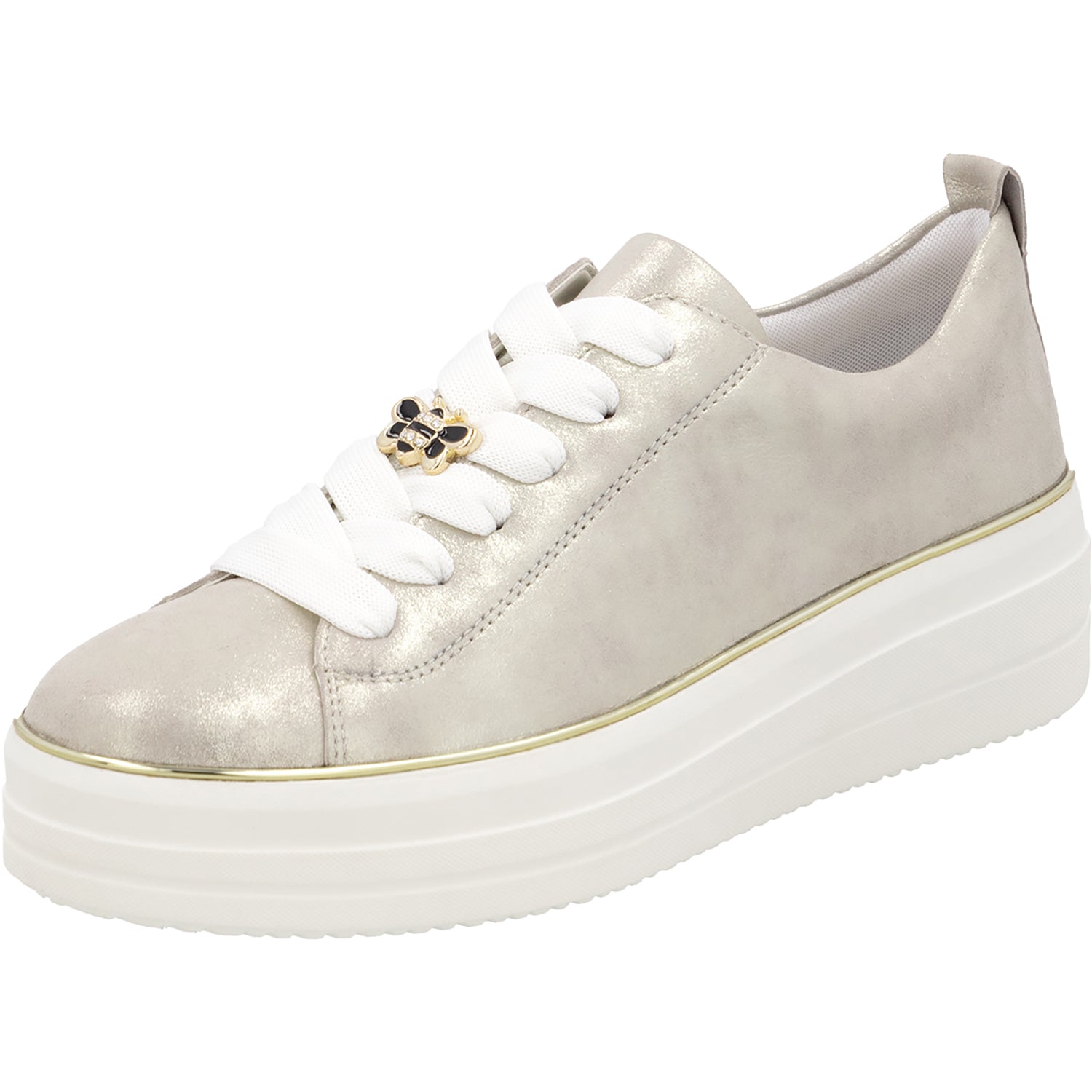 Womens Remonte Remonte D1C03-60 Julika 03 Women's Lace Up Shoes Muschel Leather with Gold Trim Muschel Leather with Gold Trim