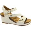 Womens Halsa Halsa Giselle Women's Wedge Sandals Ivory/Metallic Flower Leather Ivory/Metallic Flower Leather