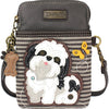 Unisex Chala Chala White Shih Tzu Cellphone Crossbody Handbag Gray Stripe Synthetic Gray Stripe Synthetic