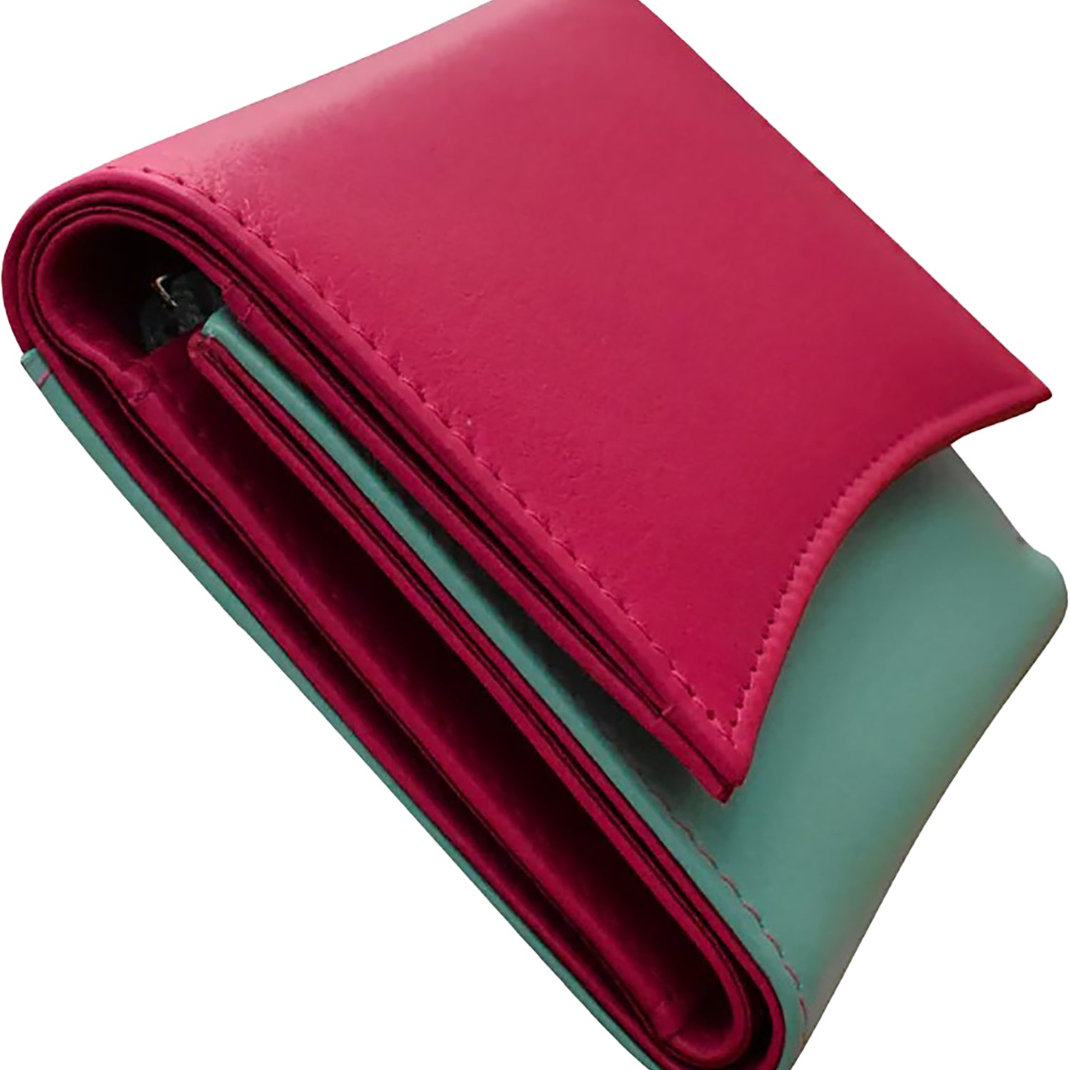 Ili new york ili New York Two Tone Pocket Wallet Handbag Indian Pink/Turquoise Indian Pink/Turquoise