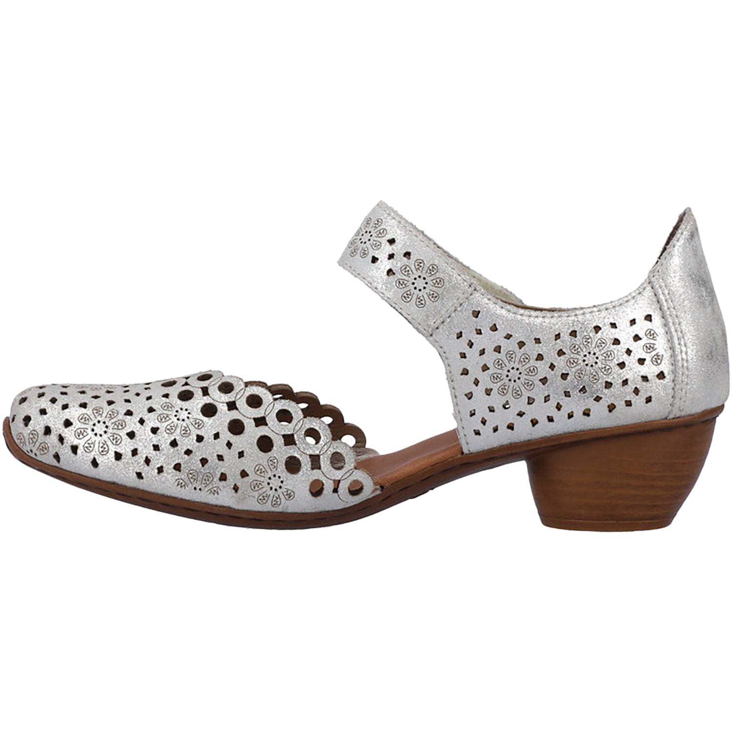 Womens Rieker Rieker 43753-90 Mirjam 53 Women's Mary Janes Silver Leather Silver Leather