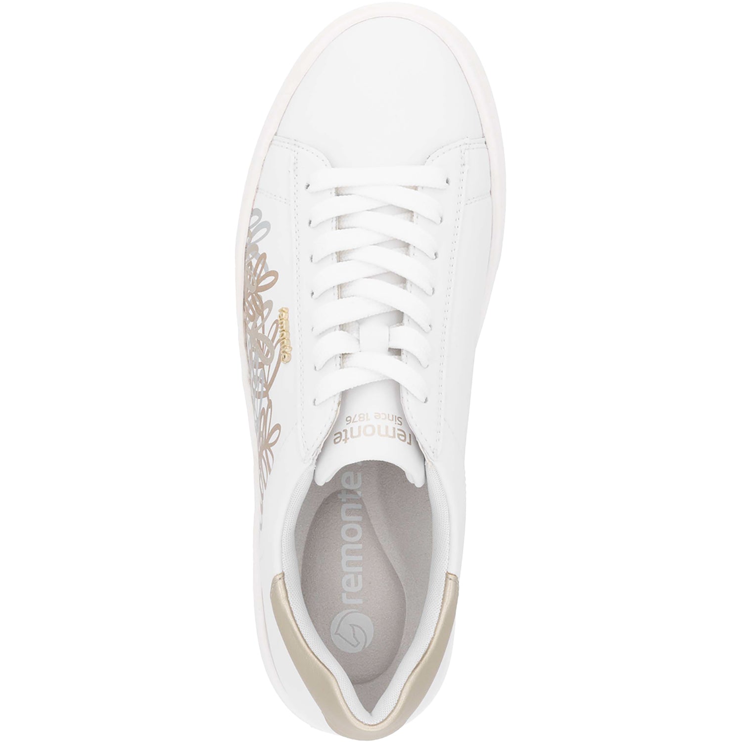 Womens Remonte Remonte D2J00-81 Women's Sporty Lace Up Shoes White/Gold Leather White/Gold Leather