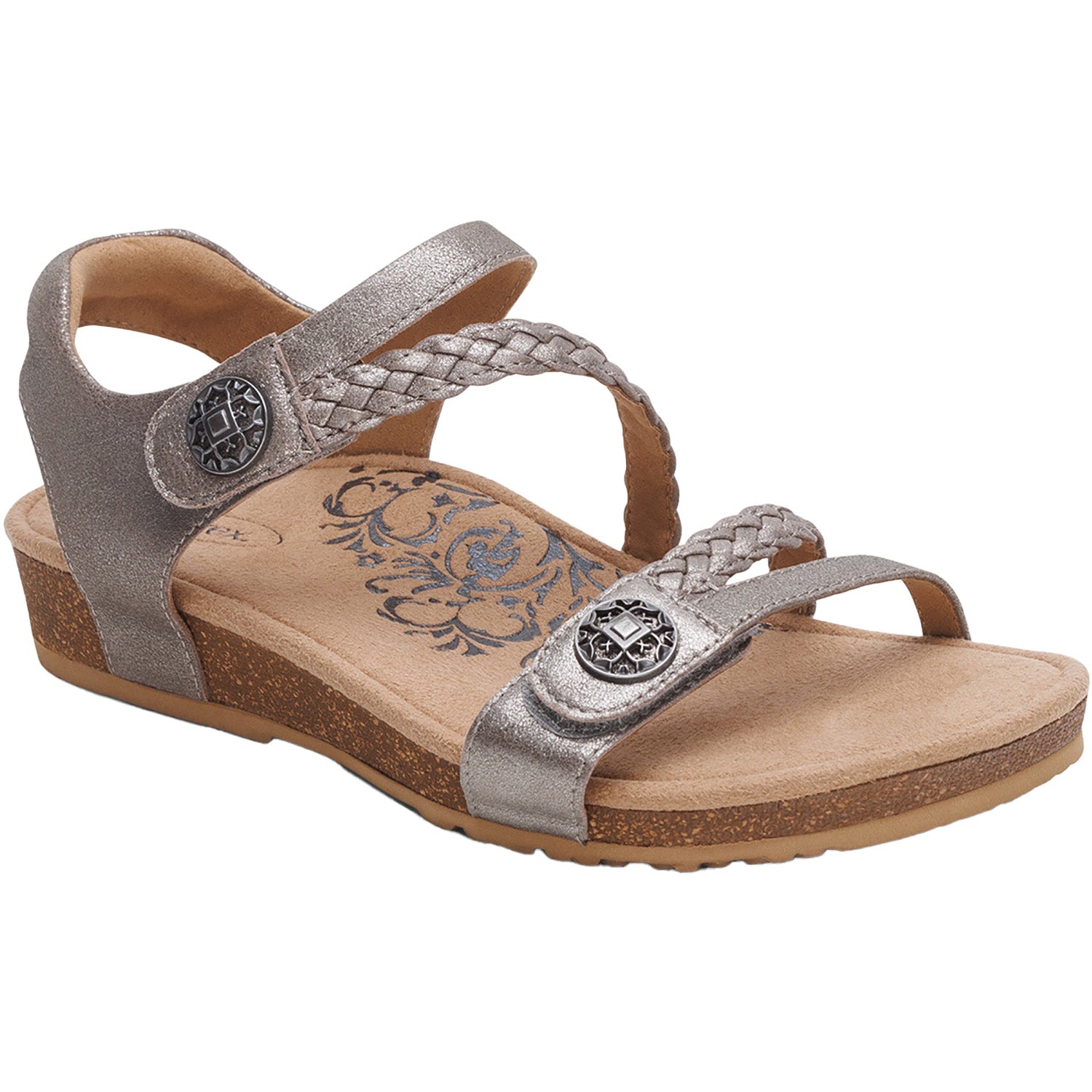 Womens Aetrex Women's Aetrex Jillian Brushed Silver Leather Brushed Silver
