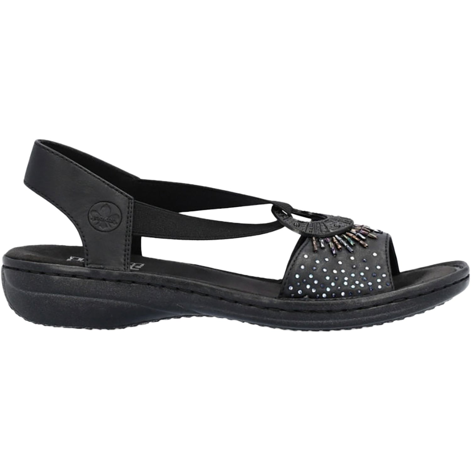 Womens Rieker Rieker 60880-00 With Beads Women's Sandals Black W Beads Synthetic Black W Beads Synthetic