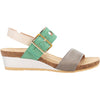 Womens Naot Naot Dynasty Women's Wedge Heel Sandals Foggy Grey/Soft Jade/Soft Ivory Leather Foggy Grey/Soft Jade/Soft Ivory Leather