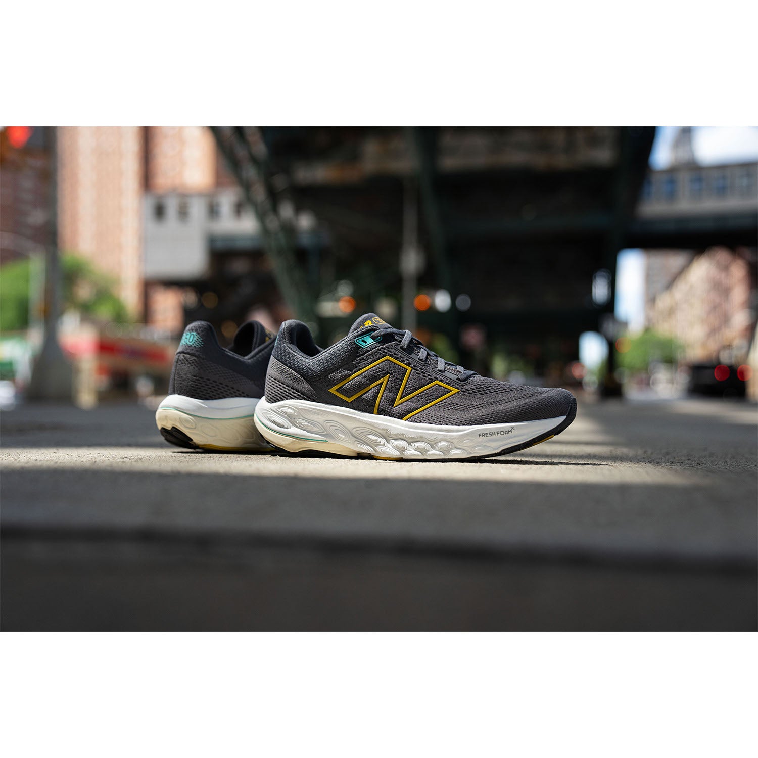 Mens New balance Men's New Balance Fresh Foam X M860A14 Magnet/Ginger Lemon/Cyber Jade Mesh (Stability Support) Magnet/Ginger Lemon/Cyber Jade Mesh